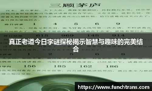 真正老道今日字谜探秘揭示智慧与趣味的完美结合
