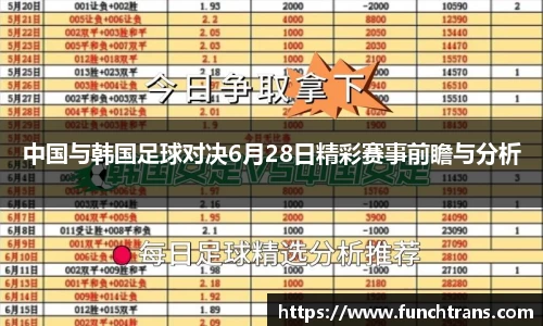 中国与韩国足球对决6月28日精彩赛事前瞻与分析